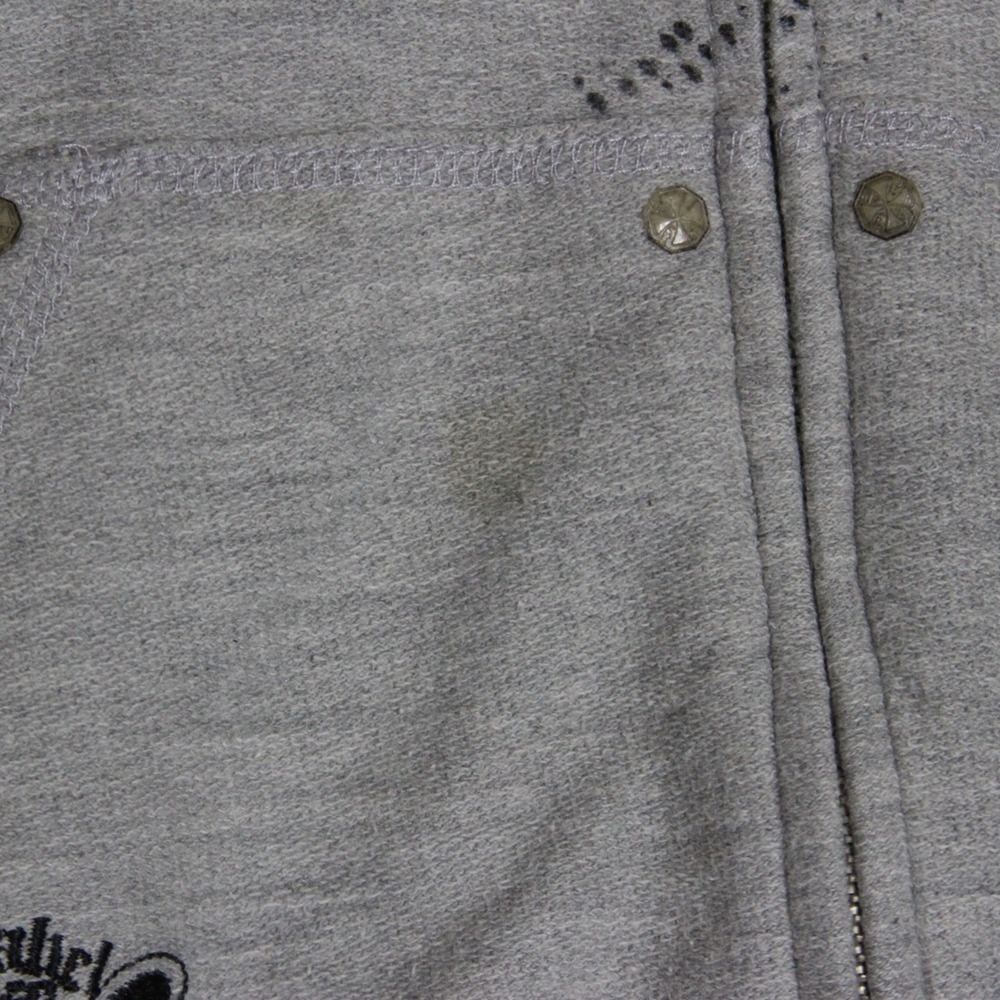 Blaq Label Skull Graphic Zip Up Jacket Womens Medium Gray‎ Punk Rock Biker - Picture 3 of 6